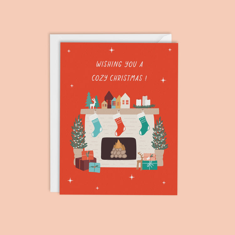 Illustrated Fireplace Holiday Card Set