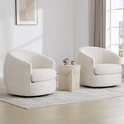 Boucle Swivel Barrel Accent Chair