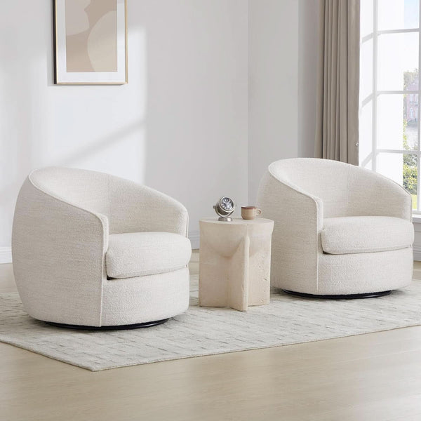 Boucle Swivel Barrel Accent Chair
