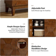 Hexagonal Relief Wood Sideboard Buffet