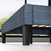 Navy Linen-Look Upholstered Platform Bed Frame