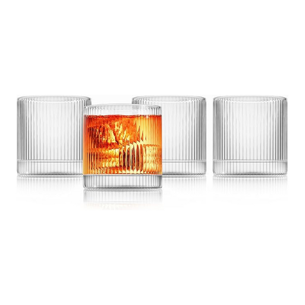 Ribbed Clear Glass Tumbler Set