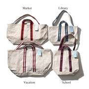 Recycled Canvas Striped Belt-Handle Tote