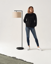 Metal Arm Drum Shade Floor Lamp