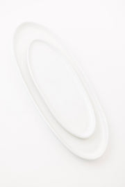 Matte White Oval Lipped Serving Plate Set