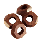 Faceted Walnut Brass Napkin Ring