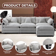 Grey Chenille L-Shaped Sectional Sofa