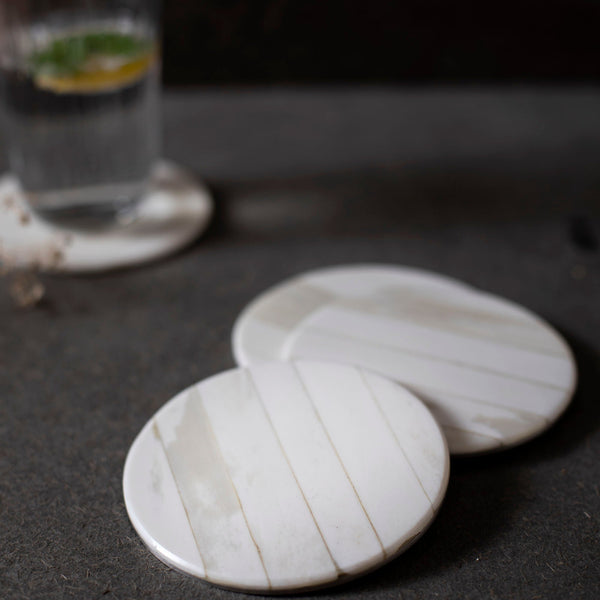 Hand-Shaped Bone Inlay Coaster Set