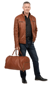 Full-Grain Leather Weekender Duffle Bag