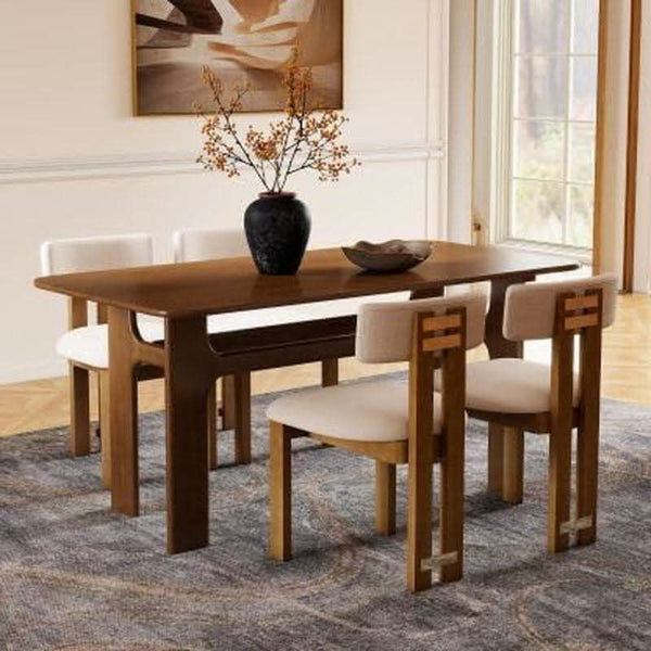 Walnut-Finish Rectangular Dining Table