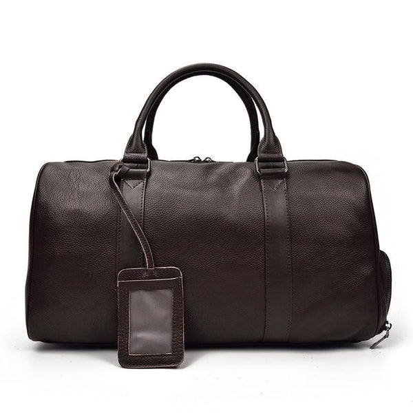 Pebbled Leather Weekender Duffel Bag
