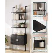 Wood-Grain Ladder Bookshelf with Cabinet – book case (view 4) | Roost & Roam