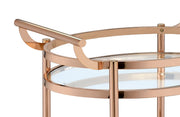 Rose Gold Glass Two-Shelf Bar Cart