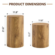 Wood-Grain Cylinder Side Table Set