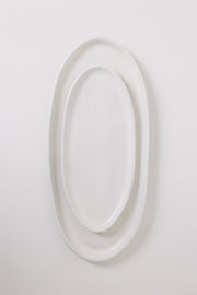 Matte White Oval Lipped Serving Plate Set