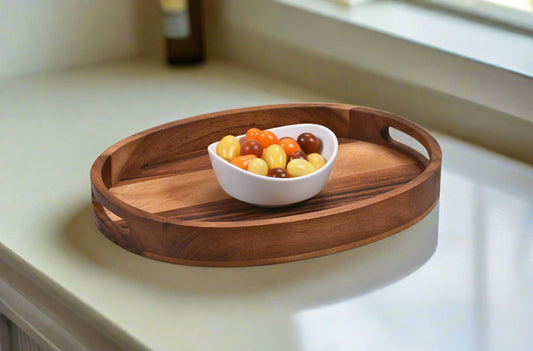 Acacia Wood Oval Serving Tray