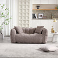 Boucle Channel-Tufted Loveseat Sofa — scale reference and proportion detail