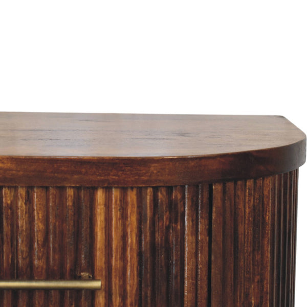 Ribbed Mango Wood Brass-Tipped Nightstand