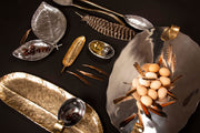 Feather-Motif Cast Metal Serving Set