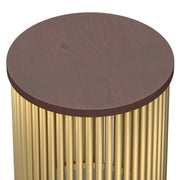 Fluted Metal Rod Round Accent Table