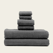 Waffle-Weave Cotton Bath Towel Set