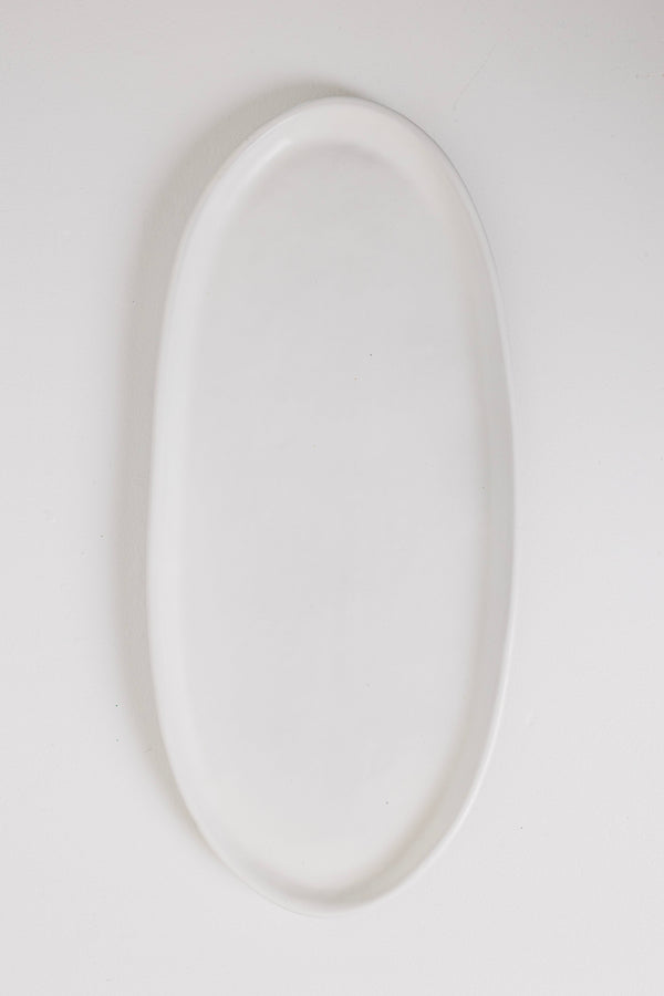 Matte White Oval Lipped Serving Plate Set