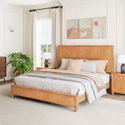 Reeded Wood Platform Bed Frame