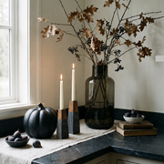 Tapered Marble Acacia Candleholder