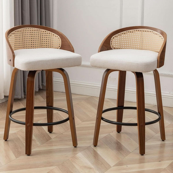 Rattan Swivel Counter Stool Set