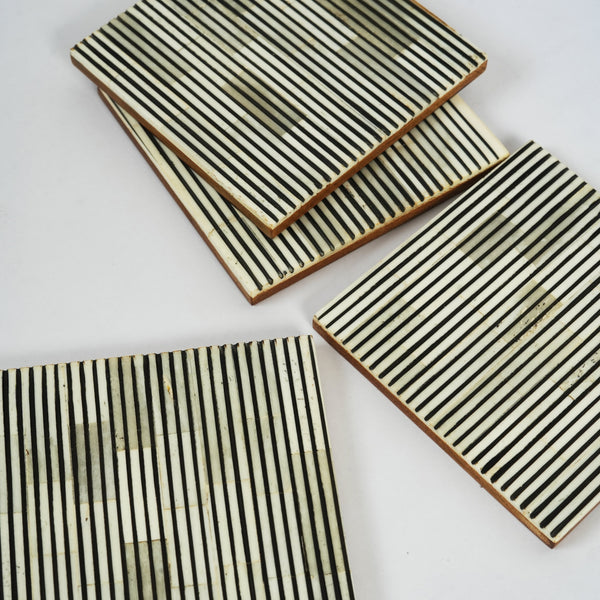 Pinstripe Inlay Resin Coaster Set