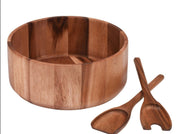 Acacia Wood Salad Bowl with Servers
