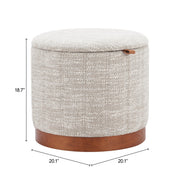 Textured Fabric Round Storage Ottoman