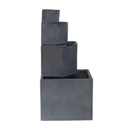 Cement Four-Tier Block Outdoor Fountain