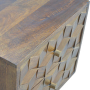 Cube-Carved Mango Wood Nightstand