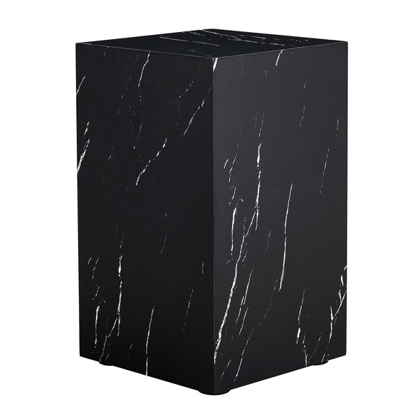 Marble-Print Block Side Table