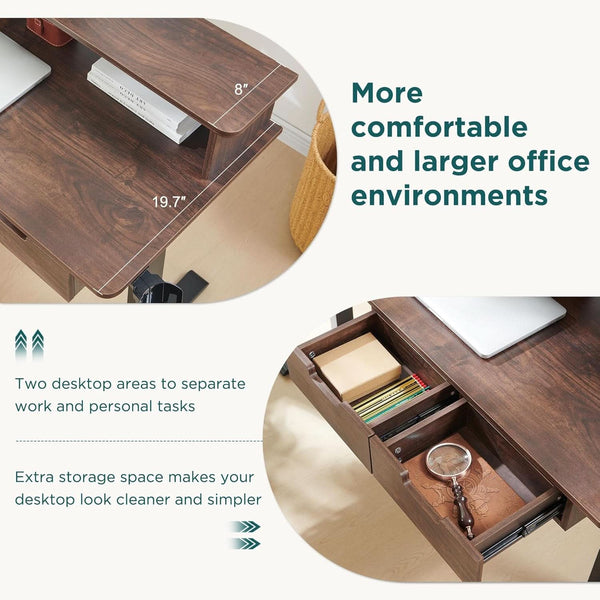 Dark Walnut L-Shape Electric Standing Desk – home office set (view 5) | Roost & Roam