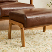 Faux Leather Walnut-Finish Ottoman Bench – ottoman (view 8) | Roost & Roam