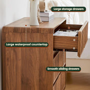 Fluted Walnut-Finish Three Drawer Dresser