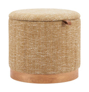 Textured Fabric Round Storage Ottoman