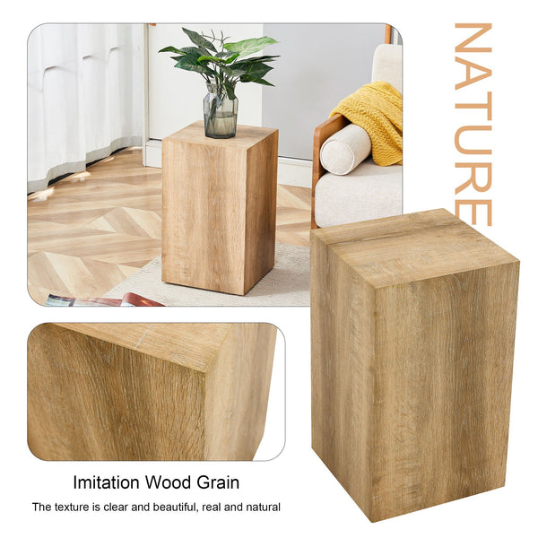 Marble-Print Block Side Table