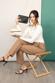 Surplus Leather Asymmetric Makeup Bag