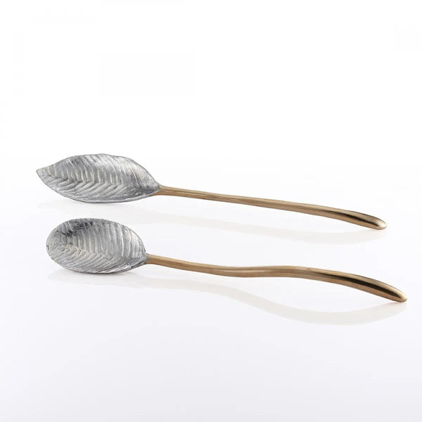 Feather-Motif Cast Metal Serving Set