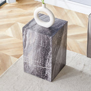 Marble-Print Block Side Table