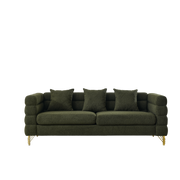 Boucle Channel-Arm Three-Seat Sofa — back and side profile detail