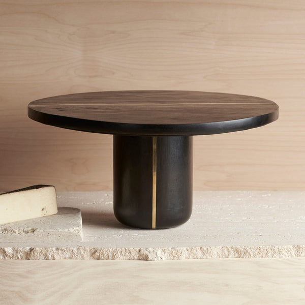 Dark-Stained Wood Pedestal Stand