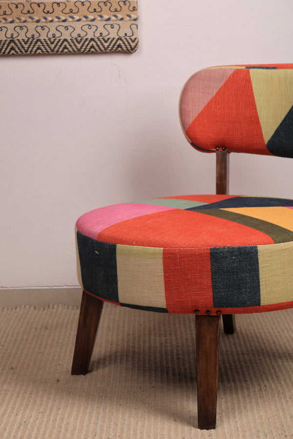 Geometric Print Cotton Accent Chair