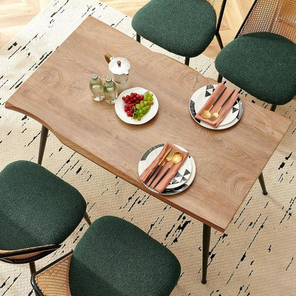 Tan table with wood grain, rectangular