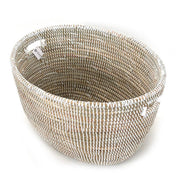 White Oval Woven Storage Basket