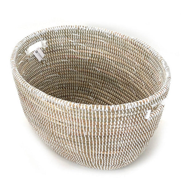 White Oval Woven Storage Basket