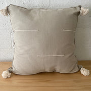 Embroidered Cotton Tassel Throw Pillow